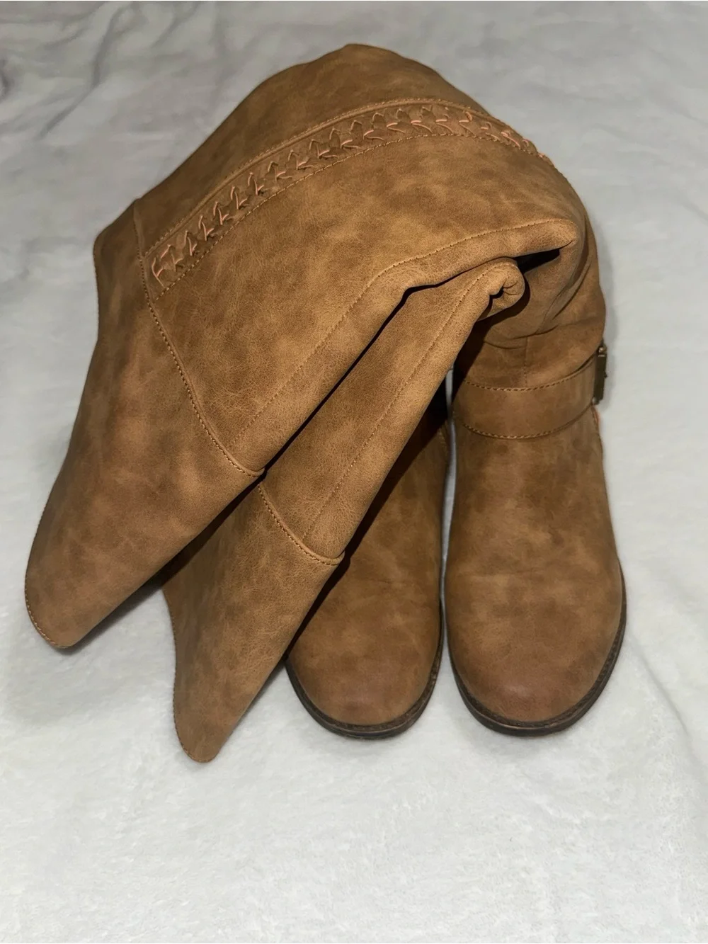 JustFab 7WIDE Over-the-Knee Buckle Riding Boots - Brown